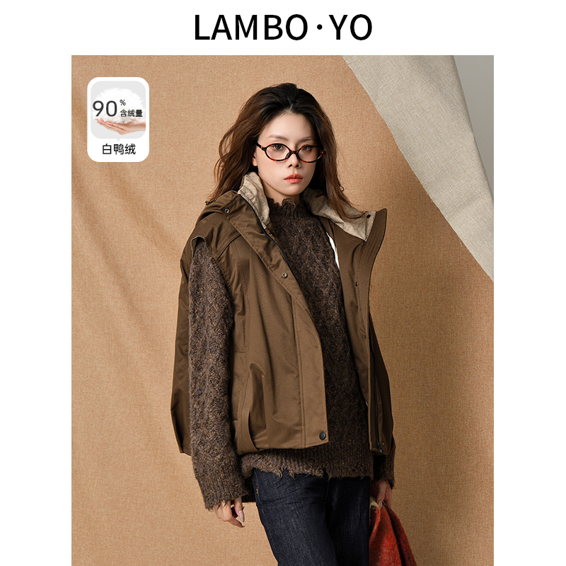 LAMBOYO拉链工装羽绒马甲