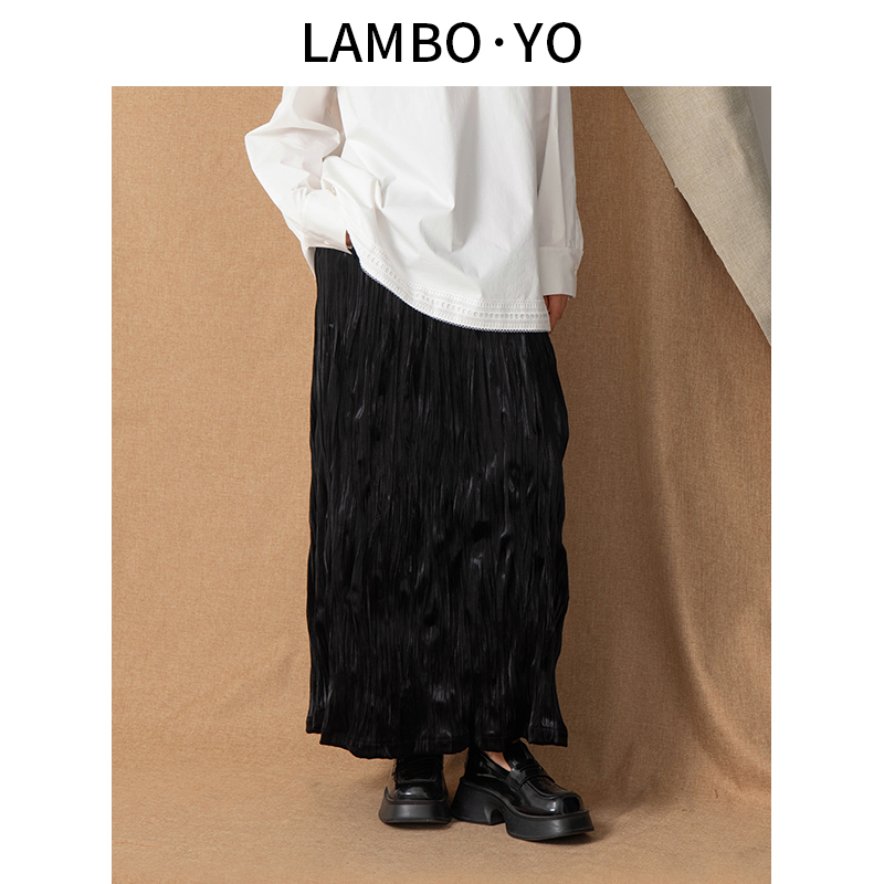 LAMBOYO长裙百褶半身裙