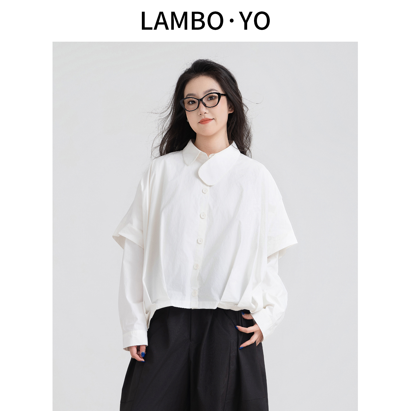 LAMBOYO廓形法式花苞衬衫