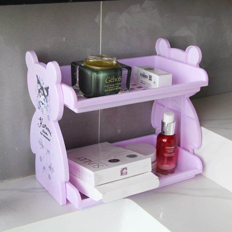 卡通双层置物架可爱办公桌面收纳架浴室化妆品塑料整理架储物架