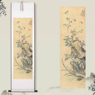 蒋薄《兰石图》客厅中堂挂画 画玄关茶室花鸟画 画办公室挂画 画