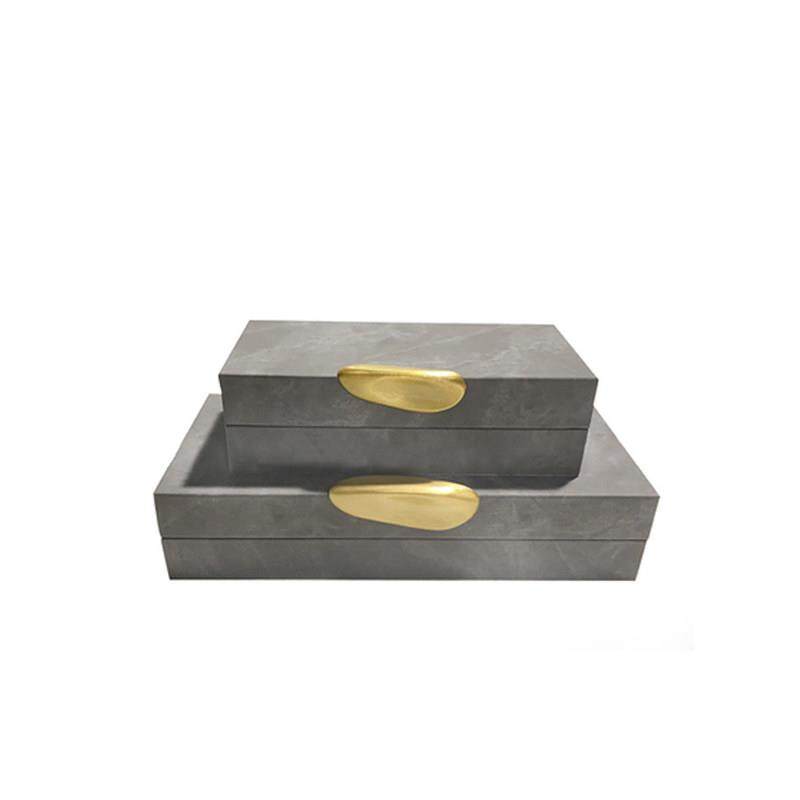 现代家居轻奢软装饰品样板房间卧室化妆台皮质灰色收纳首饰盒摆件,家居饰品,装饰摆件,淘宝优惠券,粉丝福利购,淘宝优惠卷