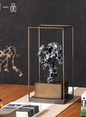 新中式禅意书房书桌太湖石摆件样板间售楼处高档别墅工艺品摆设