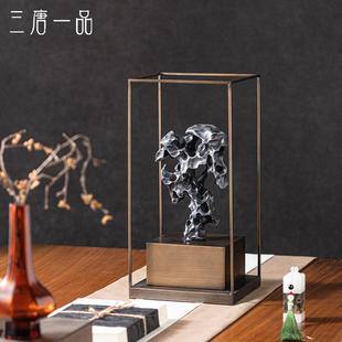 新中式禅意书房书桌太湖石摆件样板间售楼处高档别墅工艺品摆设