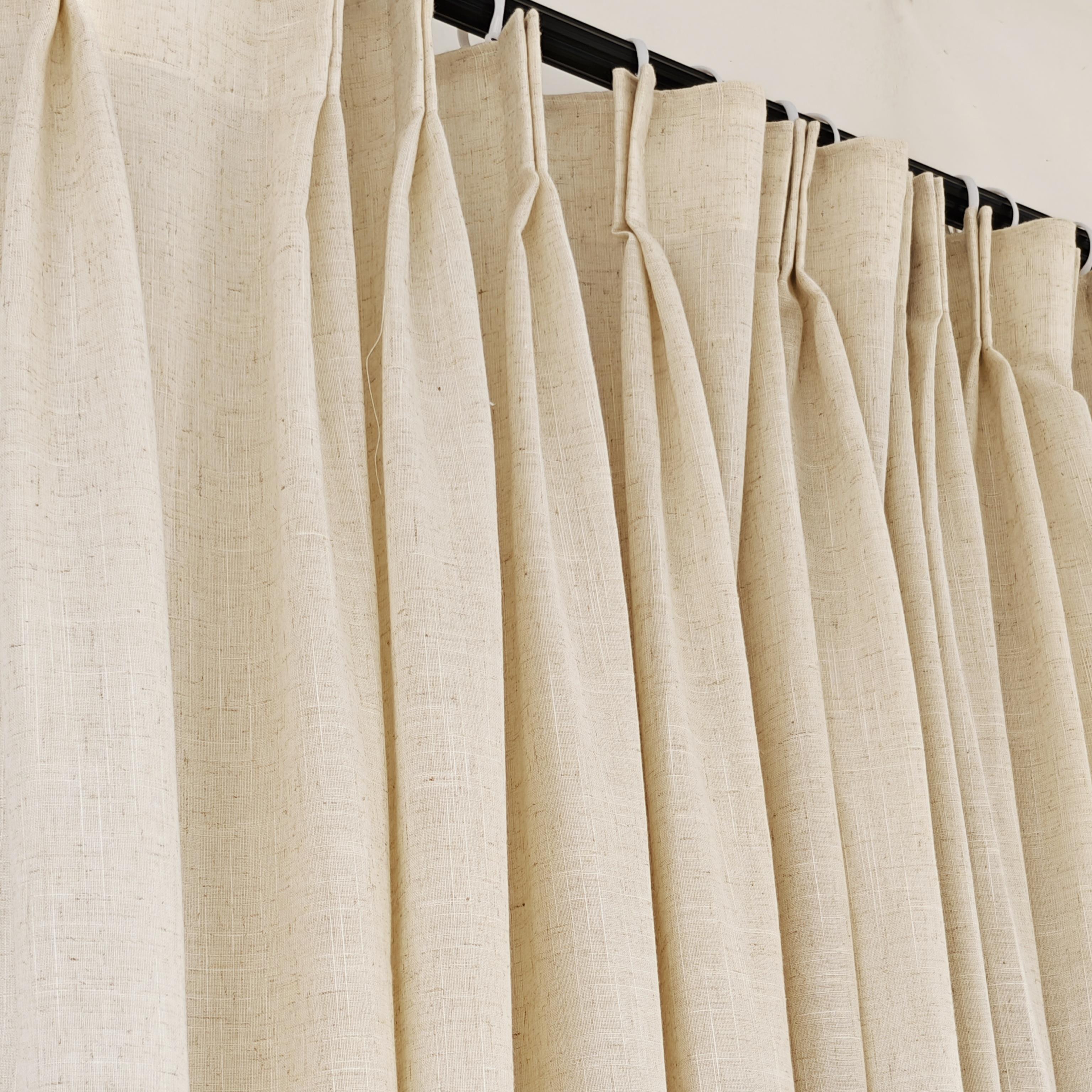 可定制韩式褶皱2倍2.5倍半遮光窗帘透光不透人遮光帘原色亚麻纱帘