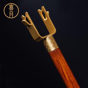 家用实木黄铜撑衣杆叉头衣叉杆挑衣杆服装 喜月中式 店晾衣杆晒衣挂
