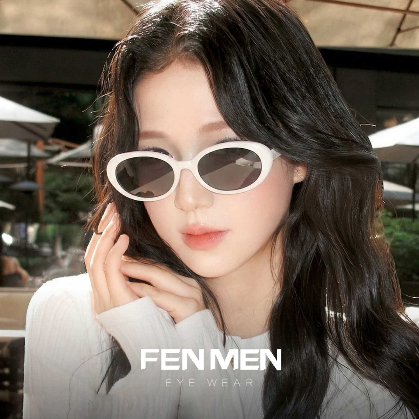 蛋仔镜26新品白色墨镜女高级感椭圆框太阳眼镜适合方圆脸防紫外线