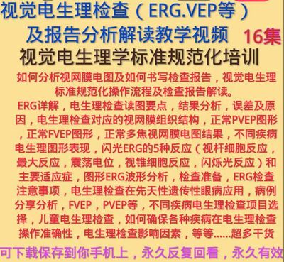 视觉电生理检查ERGVEP视觉诱发电位视网膜电流图眼科教学视频合集