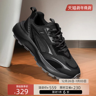 金利来男鞋 透气网面鞋 运动鞋 休闲跑步鞋 黑色厚底老爹鞋 Goldlion