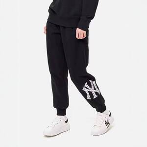 韩国NY卫裤男女2024秋冬新款情侣老花大标印花裤子宽松纯棉休闲裤
