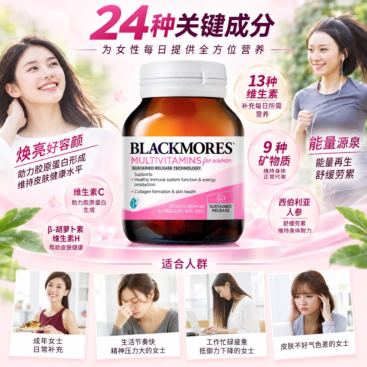 BLACKMORES澳佳宝女士综合营养素成人女性免疫力肌肤保养澳洲进口
