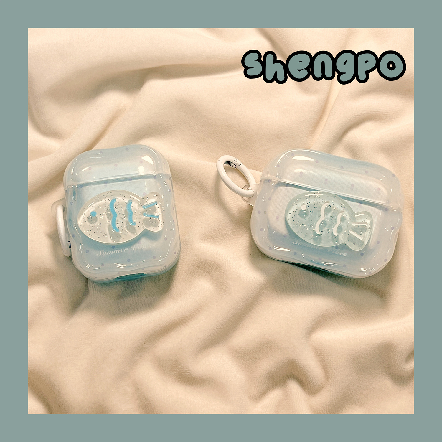 蓝色立体小鱼耳机套新款