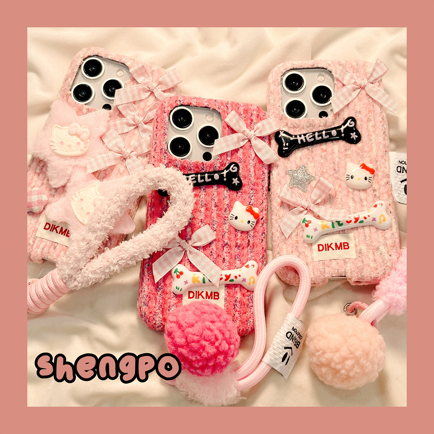 立体蝴蝶结hellokitty绒布手机壳