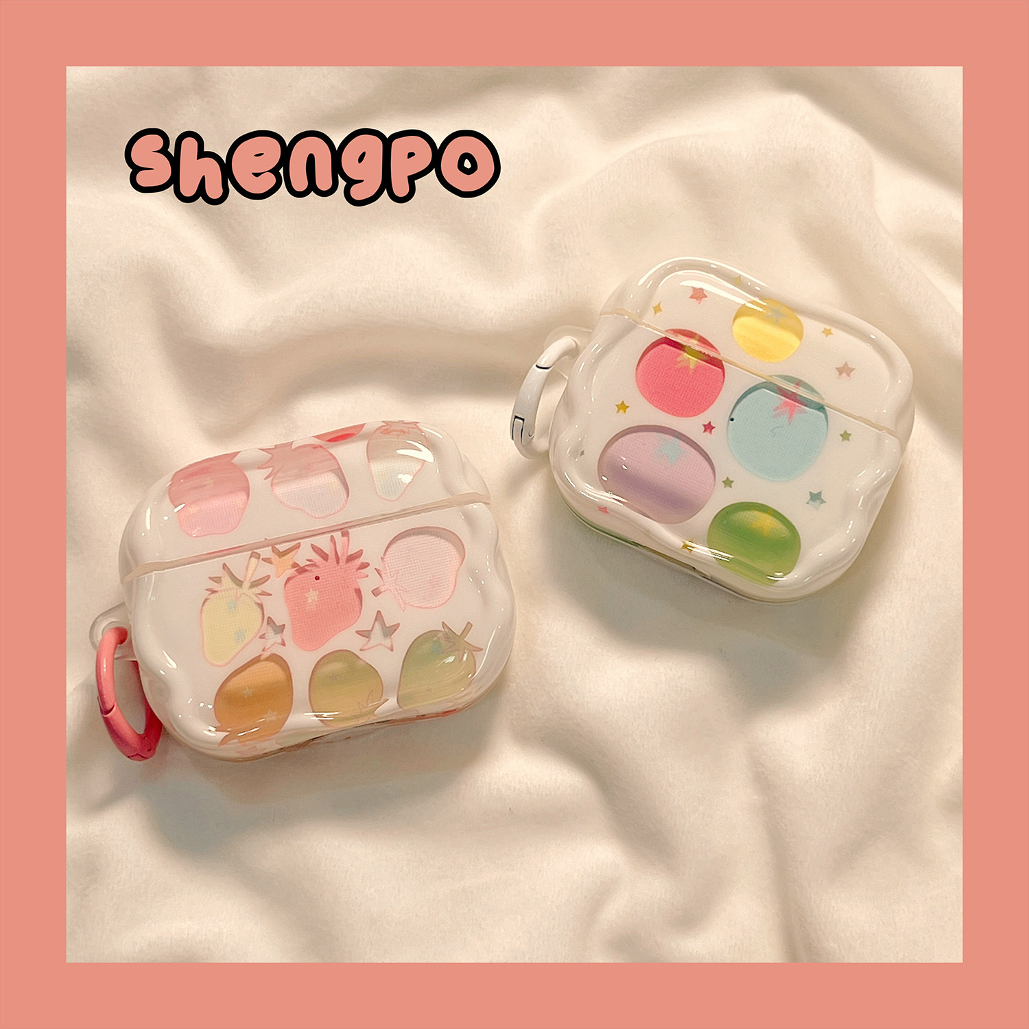 ins风彩色镂空西红柿草莓适用airpodspro3苹果无线蓝牙耳机壳airpods4新款airpods1/2代防摔pro2三代保护套女
