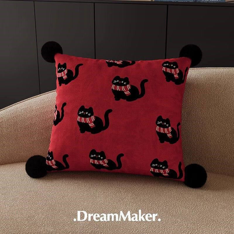 客厅沙发长条抱枕套靠枕靠垫枕头2025新款可爱新年红色轻奢高级感