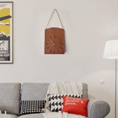 精选复古袋形静音挂钟ins艺术挂墙钟表创意皮革家居客厅咖啡店装