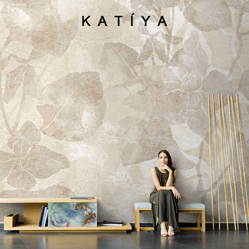 Katiya法式轻奢复古装饰墙布电视背景墙壁纸卧室沙发定制壁画高档