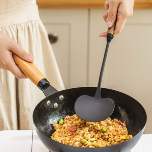 精选树可精铁蘑菇铲锅铲炒菜铲子家用炒勺小号木柄把铁锅专用铁铲