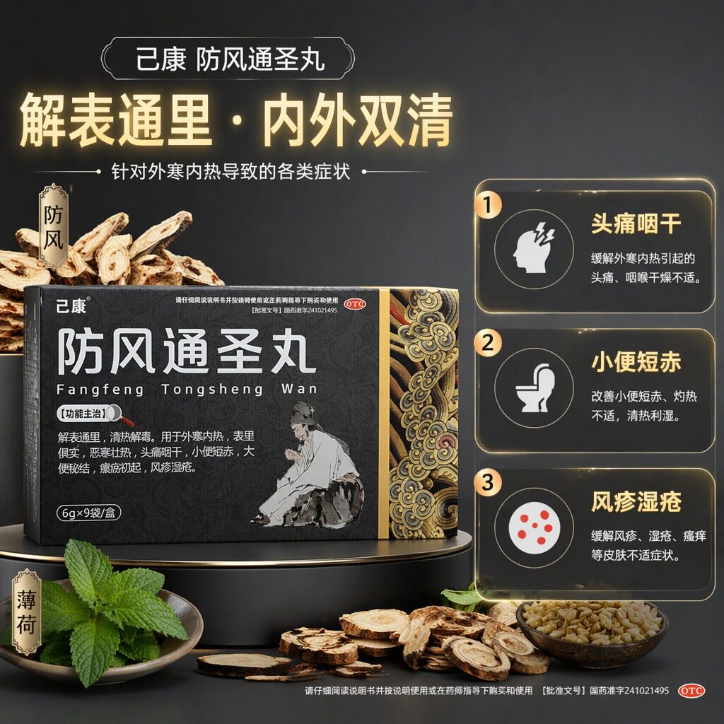 己康 防风通圣丸6g*9袋/盒头痛咽干小便短赤大便秘结瘰疬初起 - 实物图