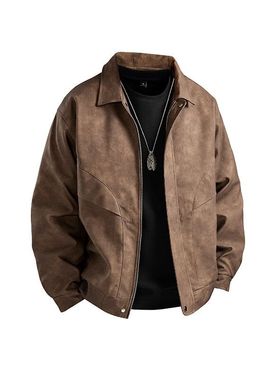 P55皮衣Q5棕色浅灰色深灰色M3XL