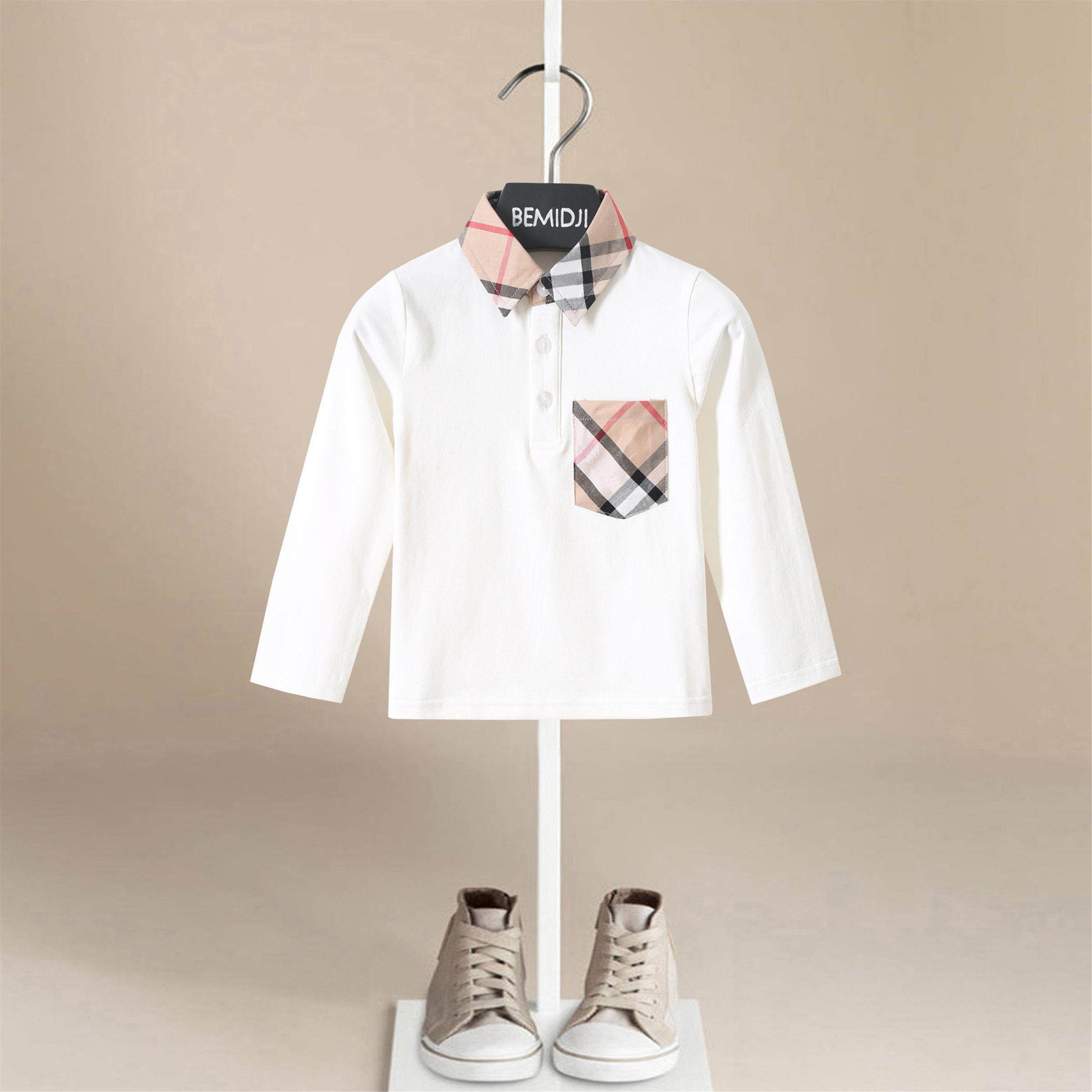 男童polo衫春秋款学院风儿童套装白色翻领衬衫宝宝纯棉长袖T恤上