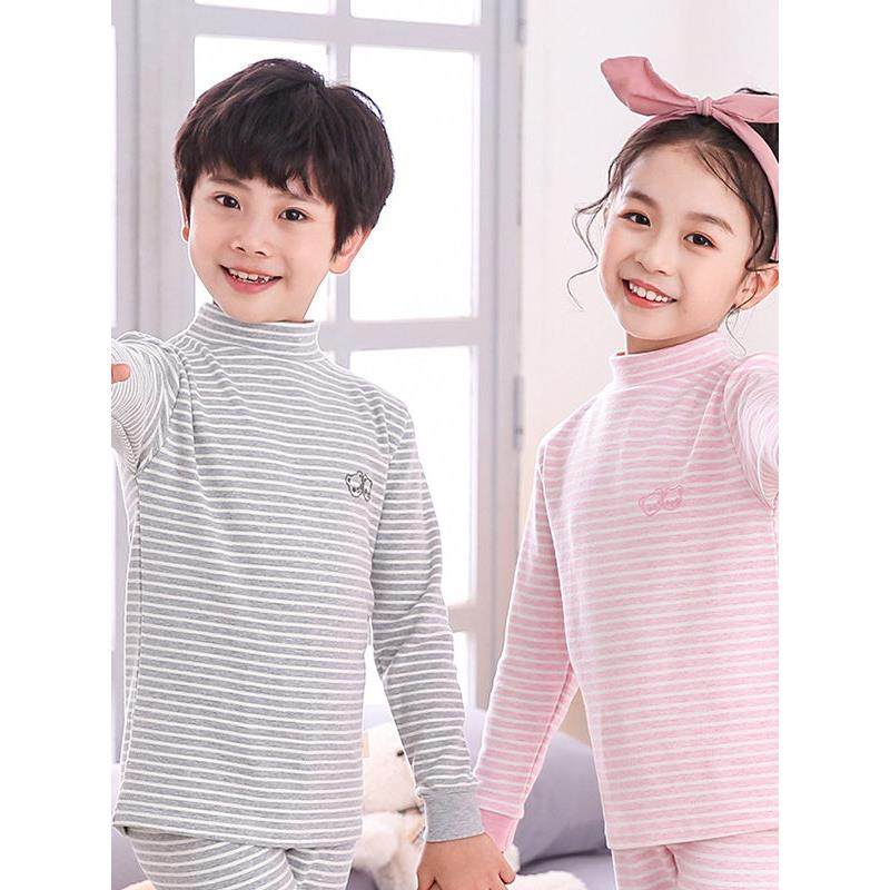 儿童彩棉秋衣男童全棉女童纯棉中领条纹半高领纯色打底衫冬季加厚,童装/婴儿装/亲子装,保暖上装,淘宝优惠券,粉丝福利购,淘宝优惠卷