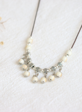 ESEELMI  心境文艺小清新景德镇陶瓷项链新中式国风女小众项坠