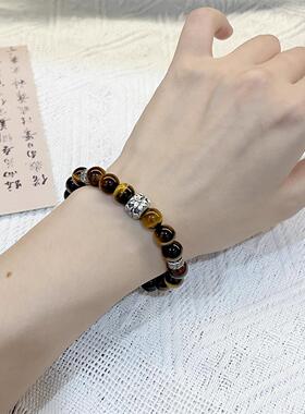 ESEELMI 设计天然水晶黄虎眼睛石手串女转运招财手链