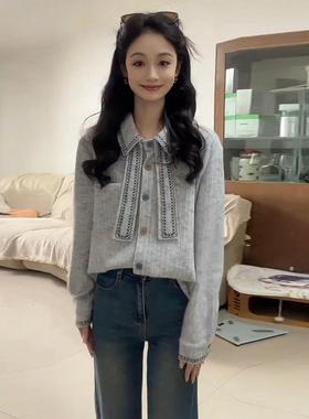 大码女装高级感扎染气质衬衫秋冬设计感小众衬衣胖MM显瘦长袖上衣