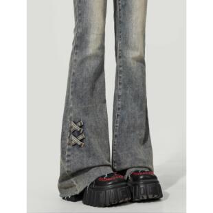 女童裤子春秋新款儿童初中生秋装微喇长裤女孩大童秋季牛仔喇叭裤