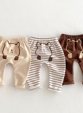 采购产品婴儿裤子春季和秋季服装的男人和女人婴儿卡通熊打底裤纯