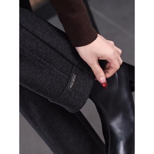 加绒裤子女2025新款秋冬季小个子九分妈妈裤羊毛呢加厚直筒休闲裤