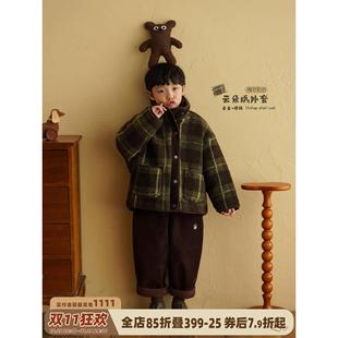 儿童覆古格纹夹棉外套2025冬装超好看男童棉衣中大童厚衣服