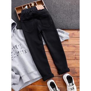 男童黑色牛仔裤中大童瘦版牛仔小脚裤儿童修身长裤男孩窄版裤子潮