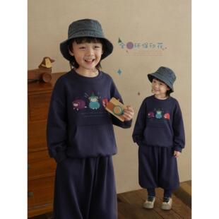 砚台家男童A类纯棉卫衣套装2025秋装新款儿童运动衫束脚裤两件套