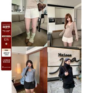 超模短裤 微胖mm百搭王短裤女显瘦休闲裤大码毛呢短裤