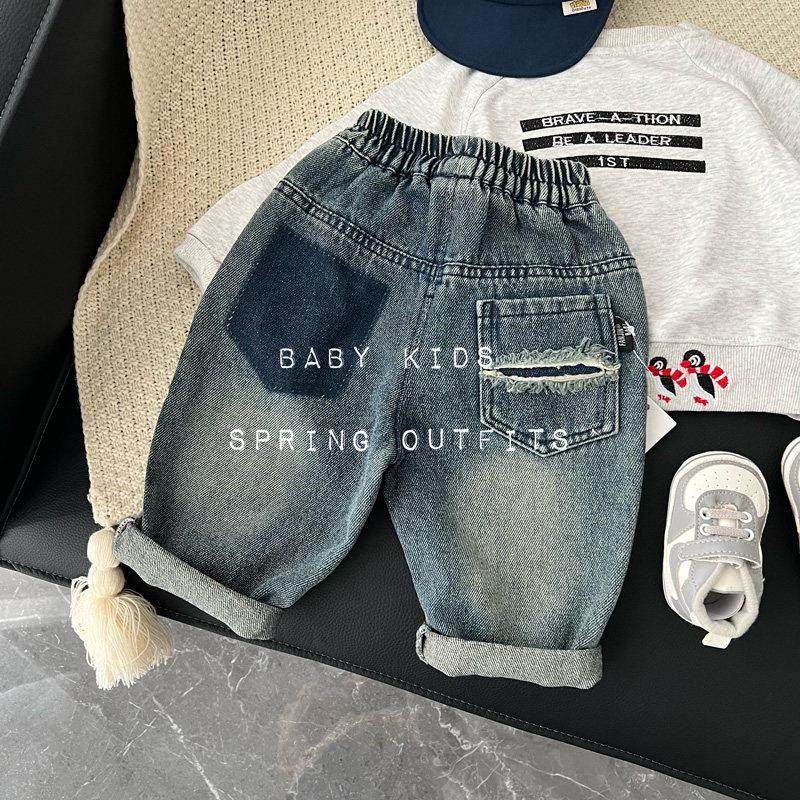 春装男女宝宝宽松洋派裤子婴幼儿童百搭软牛仔裤外出水洗罗卜长裤,童装/婴儿装/亲子装,儿童牛仔裤,淘宝优惠券,粉丝福利购,淘宝优惠卷