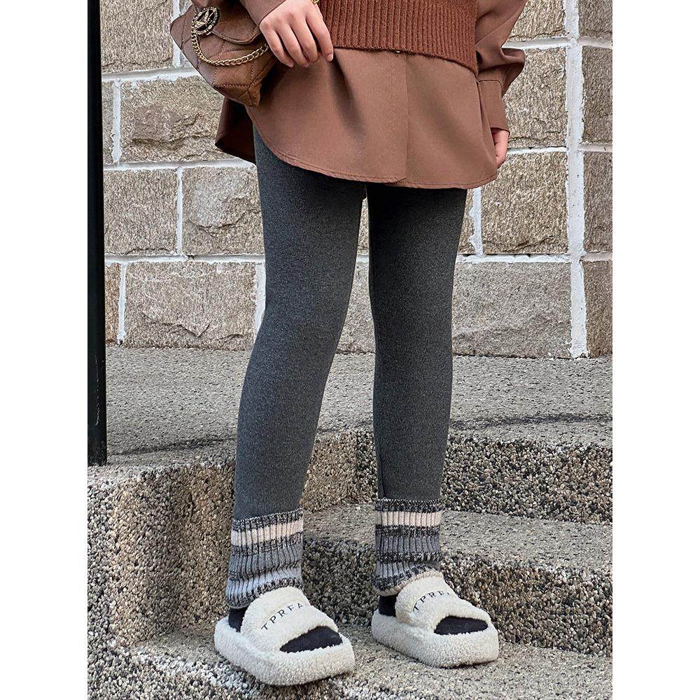 胖女童加绒打底裤儿童秋冬加肥加大码一体绒高腰高弹棉裤外穿裤子