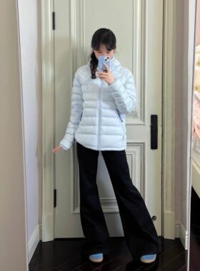 排骨轻薄羽绒服女冬季新款短款白鸭绒加厚显瘦连帽轻薄款蓝色外套