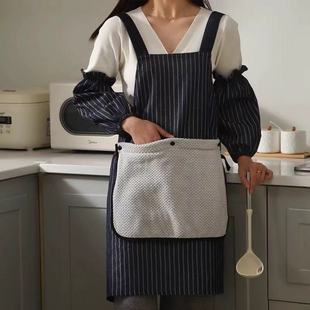 可擦手围裙厨房家用2025新款女防油高级感年轻款做饭带男