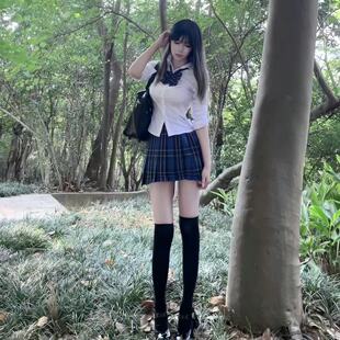 熊二jk纯欲制服收腰白色衬衫设计感夏季修身微弹显瘦小众百搭裙子