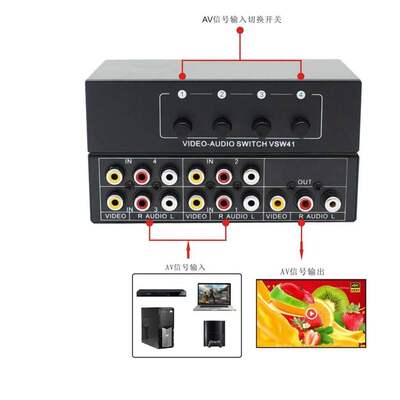 VSW41 音视频切换器 Av切换器 音频切换器 四进一出 4进1出