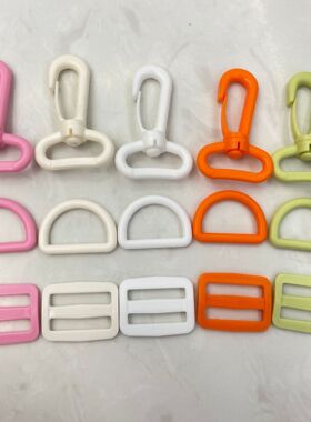 2.5cm儿童水壶绳扣系列D型扣日字扣转钩箱包背带扣织带调节扣彩色