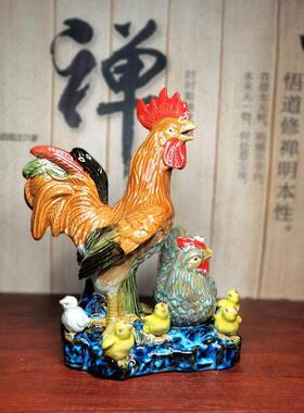 采购产品陶瓷公鸡，母鸡和小鸡饰品，吸引财富，新房，客厅，入口