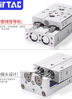 精选亚德客滑台气缸HLQ25*10X20X30X40X50X75X100SAS/AF/B/BS/BF-