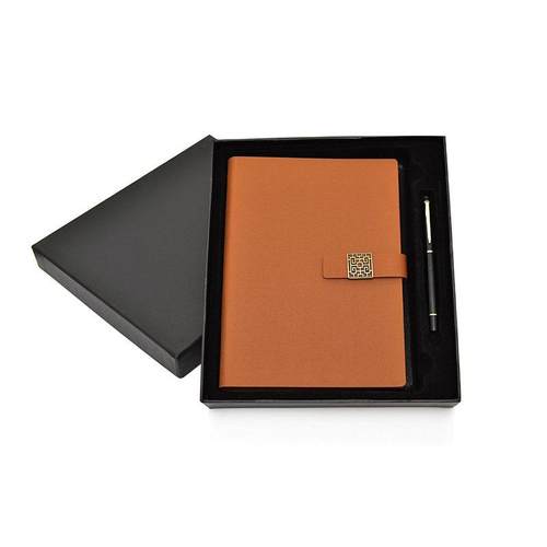 A5活页笔记本软皮革扣线圈可拆卸可打印标志定制大学生企业礼盒