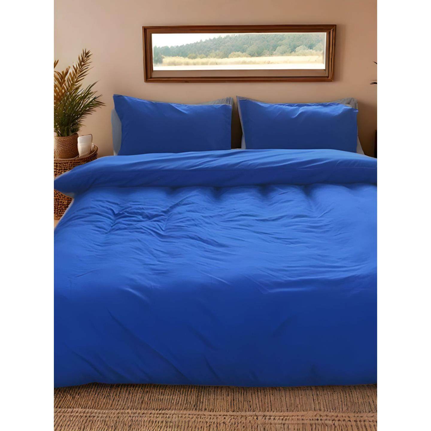 轻奢高端纯蓝色四件套床单被套罩学生宿舍三件套件亲肤棉床上用品