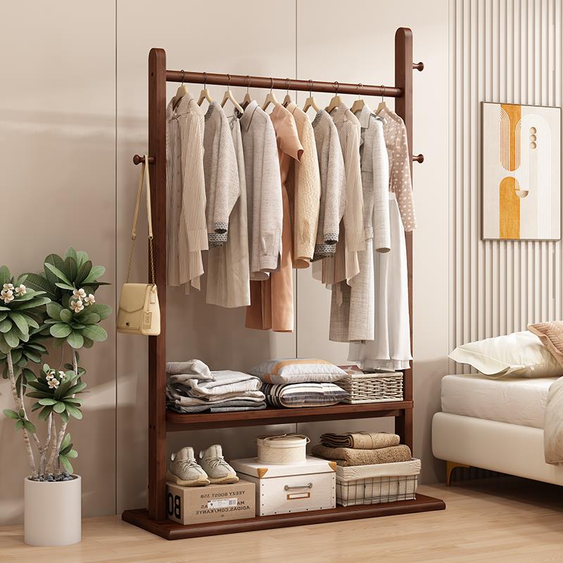 挂衣架实木落地卧室衣帽架客厅简约置物架可移动酒店民宿晾衣架子