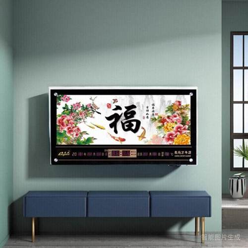 新款led钟万年历数码电子钟现代创意客厅大挂钟风景日历钟礼品