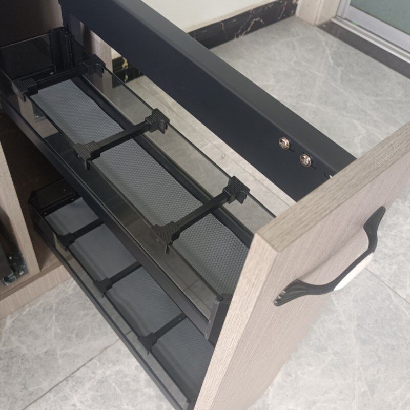 高柜拉篮厨房橱柜浅调味篮抽屉式半墙柜侧拉篮窄柜边柜多层储物蓝